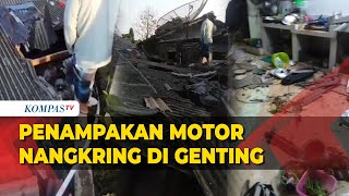 Viral Sepeda Motor Metik Wisatawan Tersangkut di Atap Rumah Warga Sampai Jebol