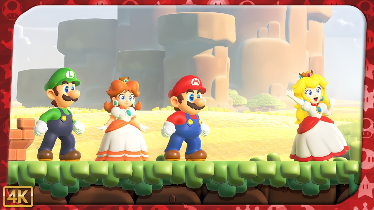 Super Mario Bros. Wonder ⁴ᴷ World 1: Pipe-Rock Plateau (All Wonder Seeds & 10-flower coins) 4-Player