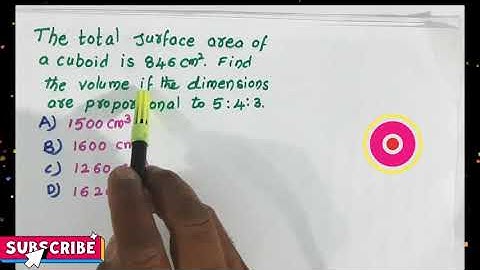 Find Volume of Cuboid Given Total surface Area of cuboid 846 sq cm and Dimension ratio 5:4:3