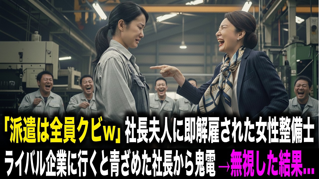 【スカッとする話】「派遣は全員クビでw」社長夫人に即解雇された女性整備士。ライバル企業に転職すると青ざめた社長から鬼電→無視した結果…