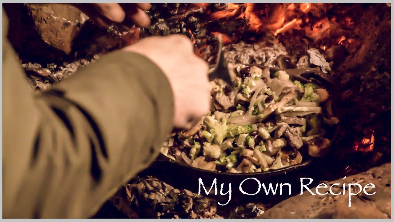 Cast Iron Campfire Cooking My Own Recipe YouTube