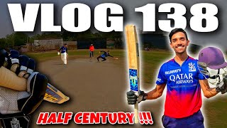 FIRST HALF CENTURY WITH NEW BAT| Wearing RCB Jersey| Cricket Cardio T20 Match Vlog