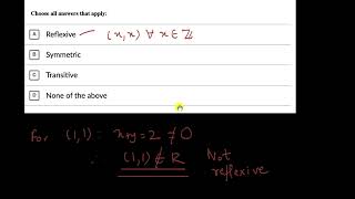 Solved example - reflexive, symmetric and transitive | Relations and Functions | XII | Khan Academy