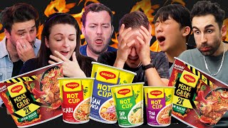 Foreigners try the spiciest Malaysian instant noodles