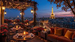 Romantic Autumn Night in Paris 🍷 Eiffel Tower Rooftop Ambience ~ Soft Jazz Music for Study & Work screenshot 4