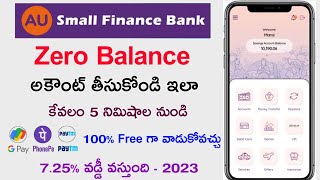 AU Zero Balance Account Opening Telugu / AU Small Finance Bank Account Opening Online / Zero Account