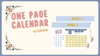 ONE PAGE CALENDAR 2022 | How I Make A Calendar Using Canva Web screenshot 5