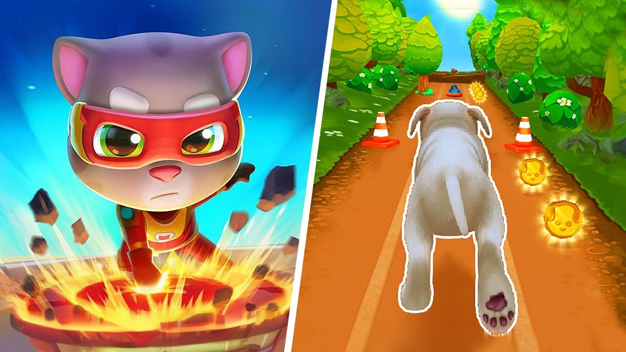 Talking Tom Cat vs Pet Run Puppy Dog Game, Talking Tom Hero Dash Gameplay, My Talking Tom Friends