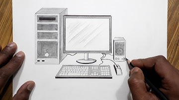 Easy  way to draw desktop computer for beginners