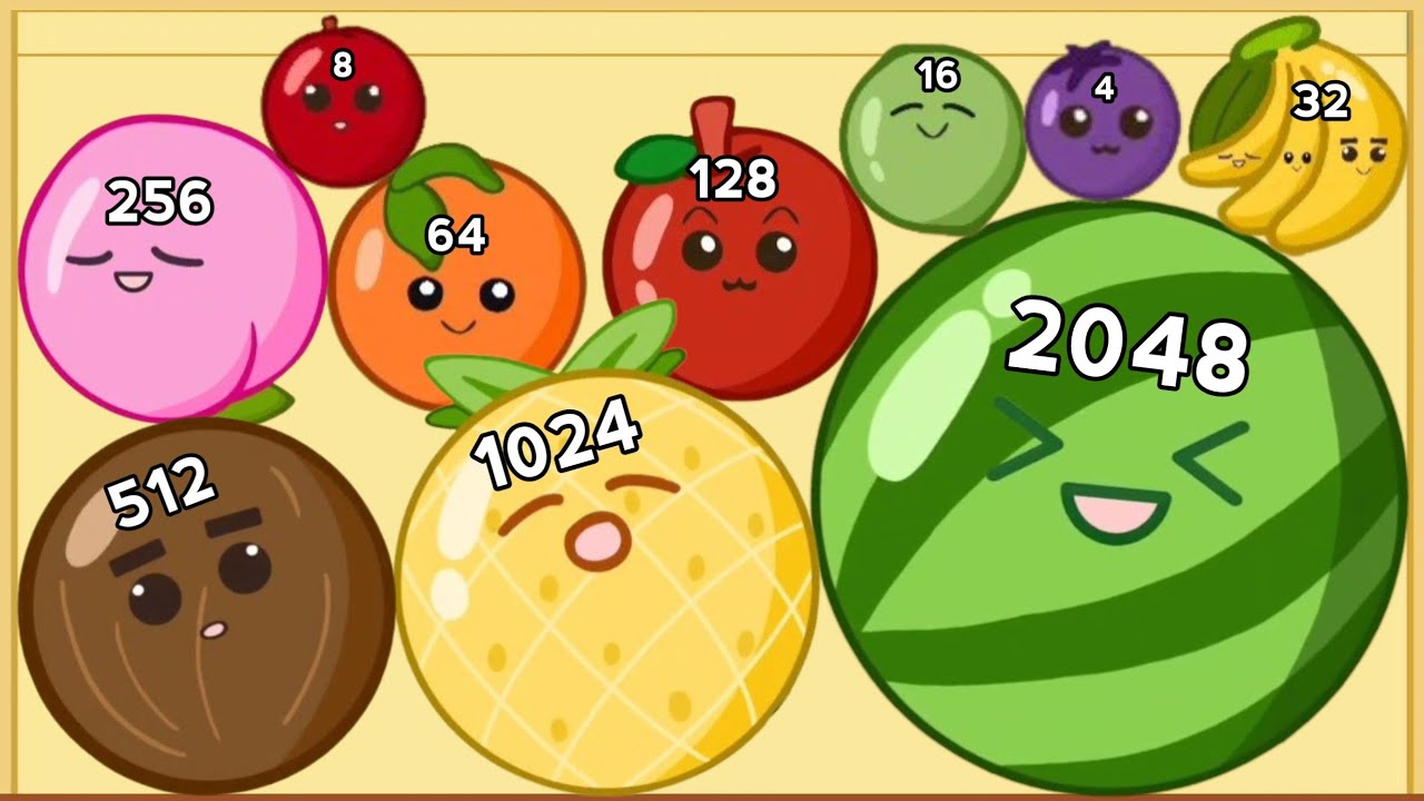 Fruit Merge 2048 | Watermelon Suika Fruits Game ASMR | Level Up Fruits Merge Gameplay (Android iOS)