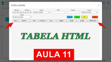 Códigos Tabela HTML Formulário de Filtro Apps Script - Planilhas Google - Aula 11