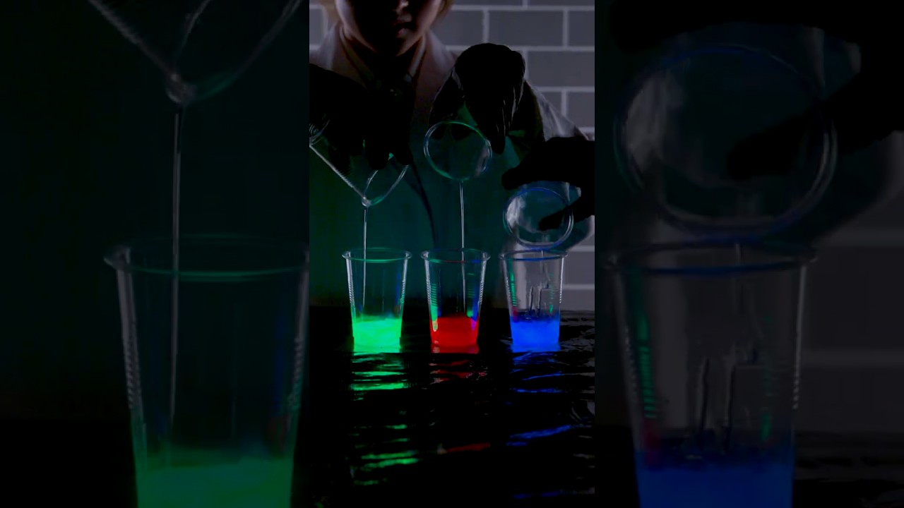 Color Magic: Glow Liquid Mix 🌈✨ #funny #colors #science #experiment