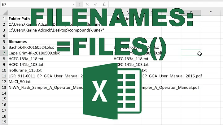 List of filenames from folder into Excel