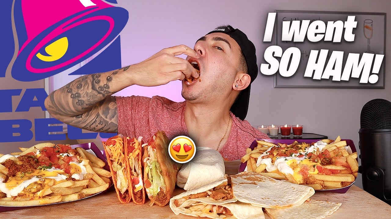 EATING Taco Bell + Fries Supreme + Doritos Locos Tacos + Toasted Chalupa *Fast Food Mukbang
