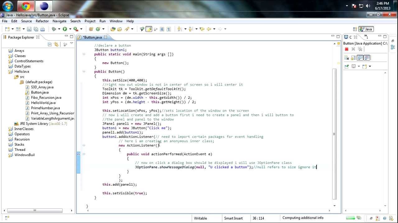 Creating a simple Button in JAVA - YouTube