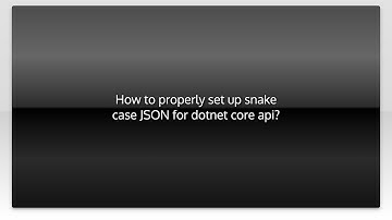 How to properly set up snake case JSON for dotnet core api?