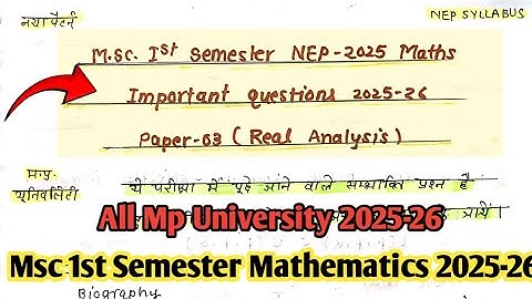 📘 Real Analysis MOST IMPORTANT Questions | NEP Pattern | 1st Sem University Exam 2025