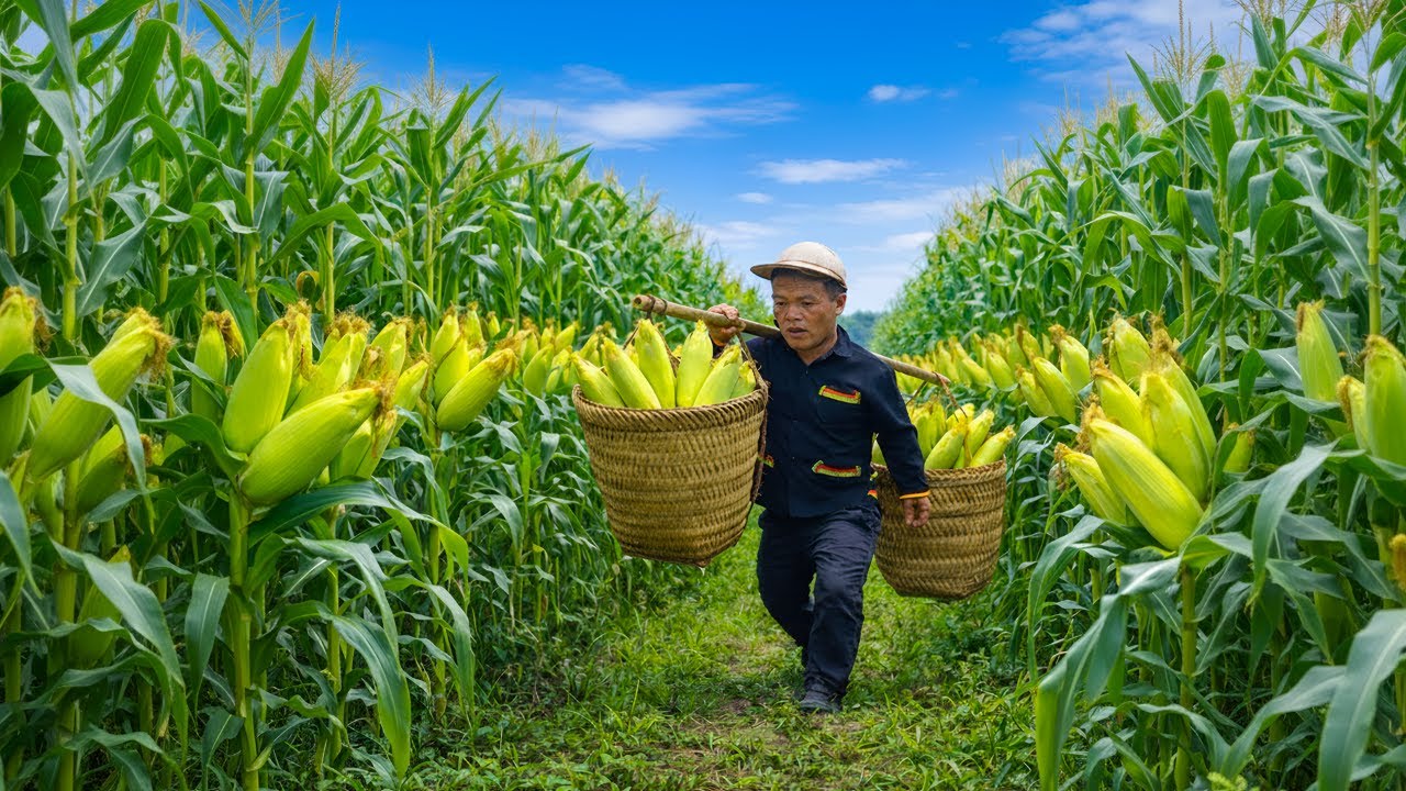 Dwarfs Harvest Corn to Sell at the Market – Making Homemade Brooms and Caring for the Family