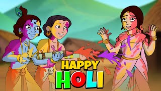 Krishna's Holi in Vrindavan | राधा कृष्ण | होली का त्योहार | Cartoon for Kids in Hindi