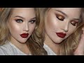 Gold Smokey Eyes and Classic Red Lips Makeup Tutorial