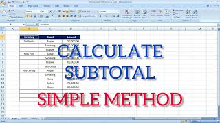 How to use SUBTOTAL in excel | Calculate SUBTOTAL | SUBTOTAL formula