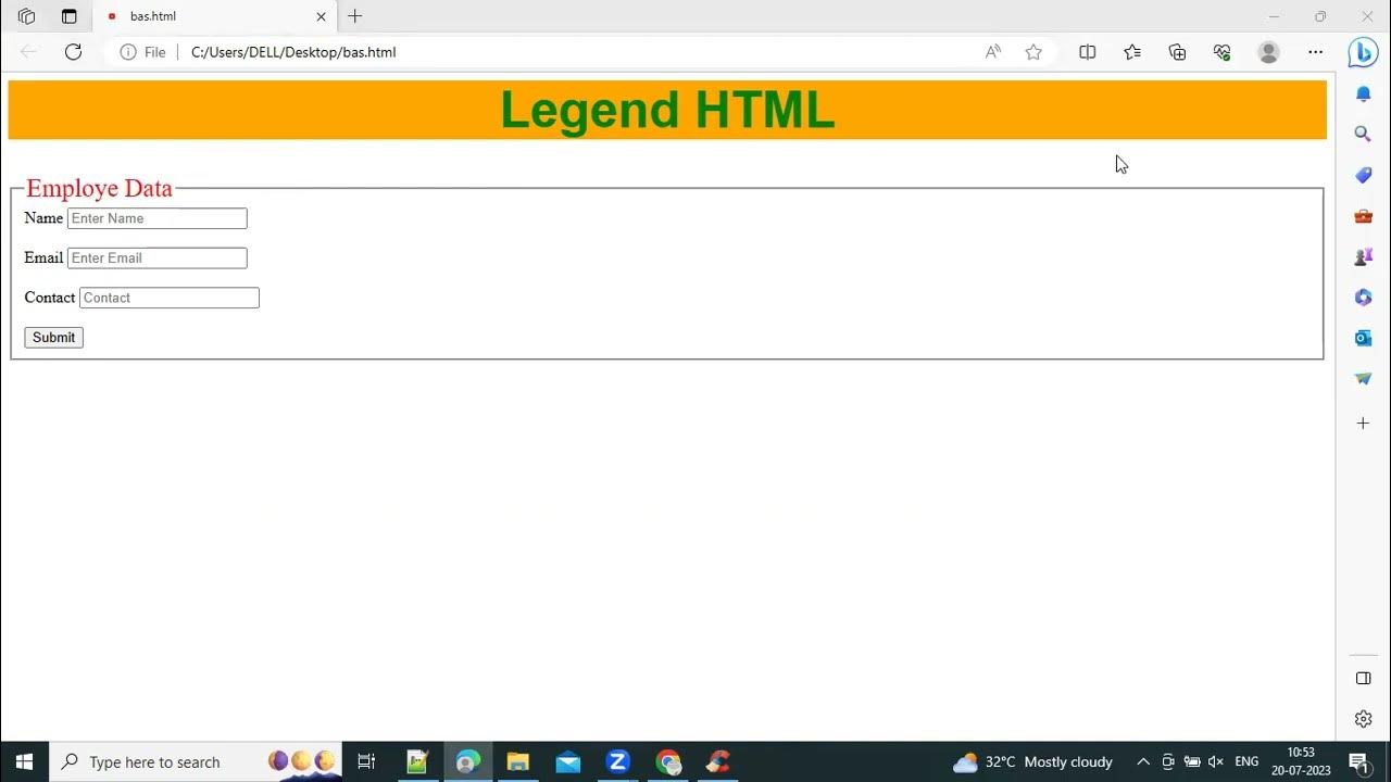 How to use legend tag in HTML - YouTube
