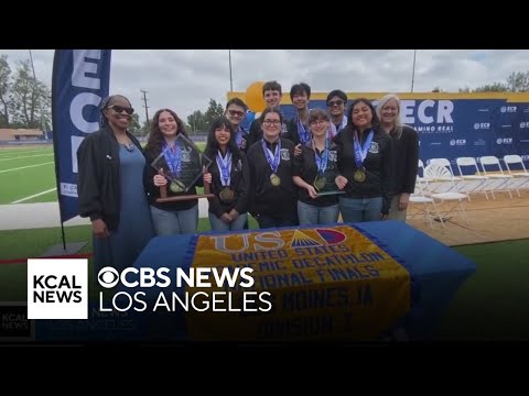 Rina Nakano reports from Woodland Hills, where she speaks with the brilliant students from El Camino Real Charter High School who took home the third-straight National Academic Decathlon title over the weekend. El Camino Real Charter High School win third-straight National Academic Decathlon title