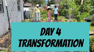 DAY 4 VEGGIE GARDEN TRANSFORMATION -TEAR DOWN COMPLETE AND VEGO GARDEN BEDS PLACED