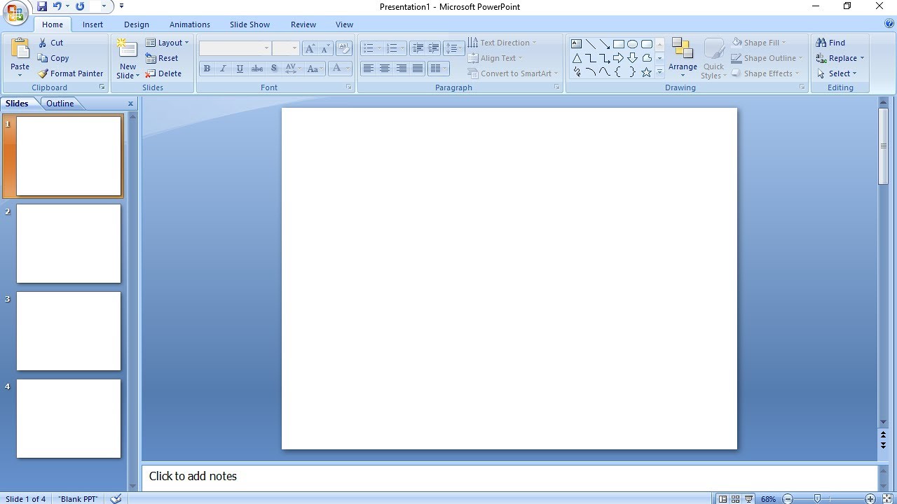 creating blank presentation