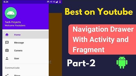 Navigation drawer with activity and fragments | Part - 2 | Android Studio