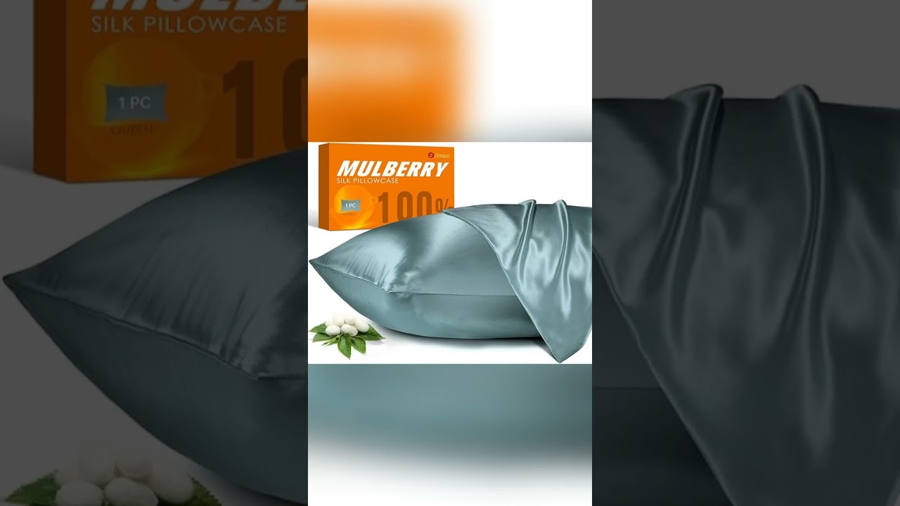 100% Mulberry Silk Pillowcase for Hair and Skin, 22 Momme Natural Silk Pillow Case with Zipper, B...