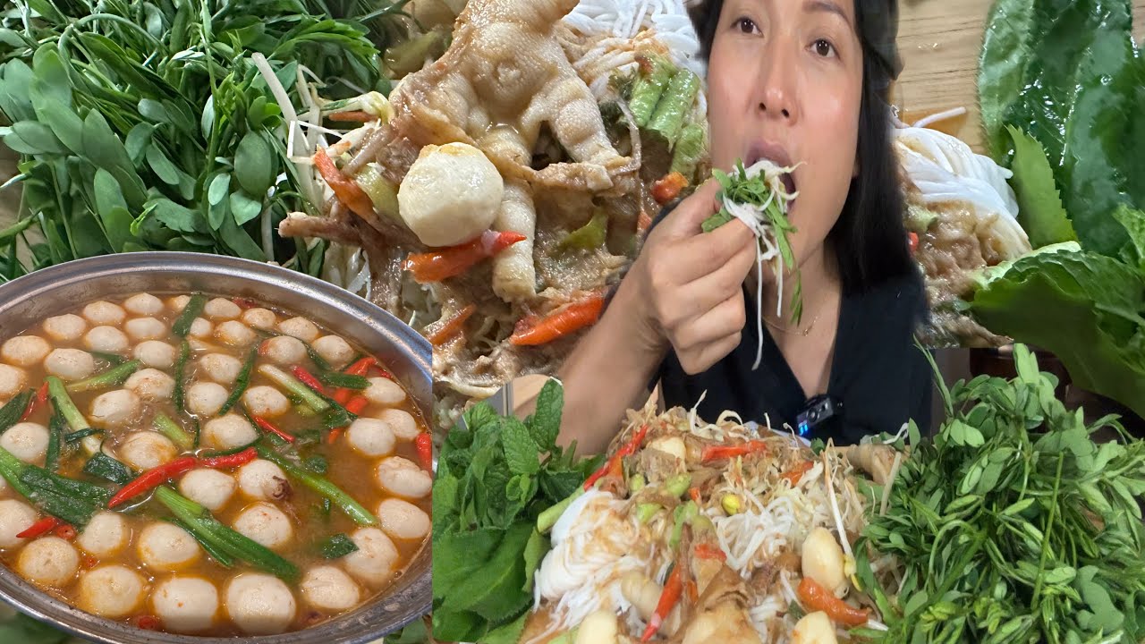 Вот он! Кханом Джин с овощами, как обычно, много. Девушка из #Удона вдали от дома.