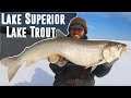 Ice Fishing for BIG LAKE TROUT on Lake Superior!