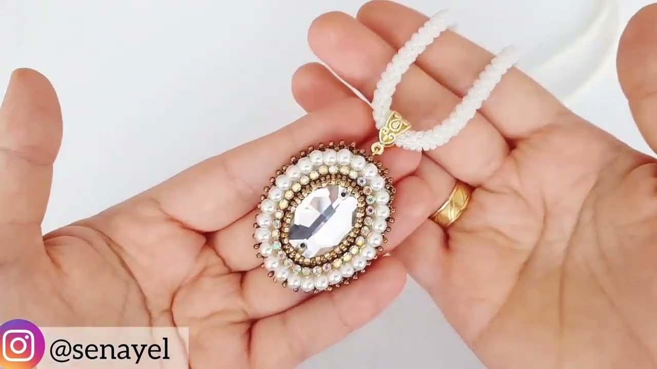 Keçe üzerine boncuk bezeme kolye yapımı || Pearl #Necklace Making #Beading #Tutorial