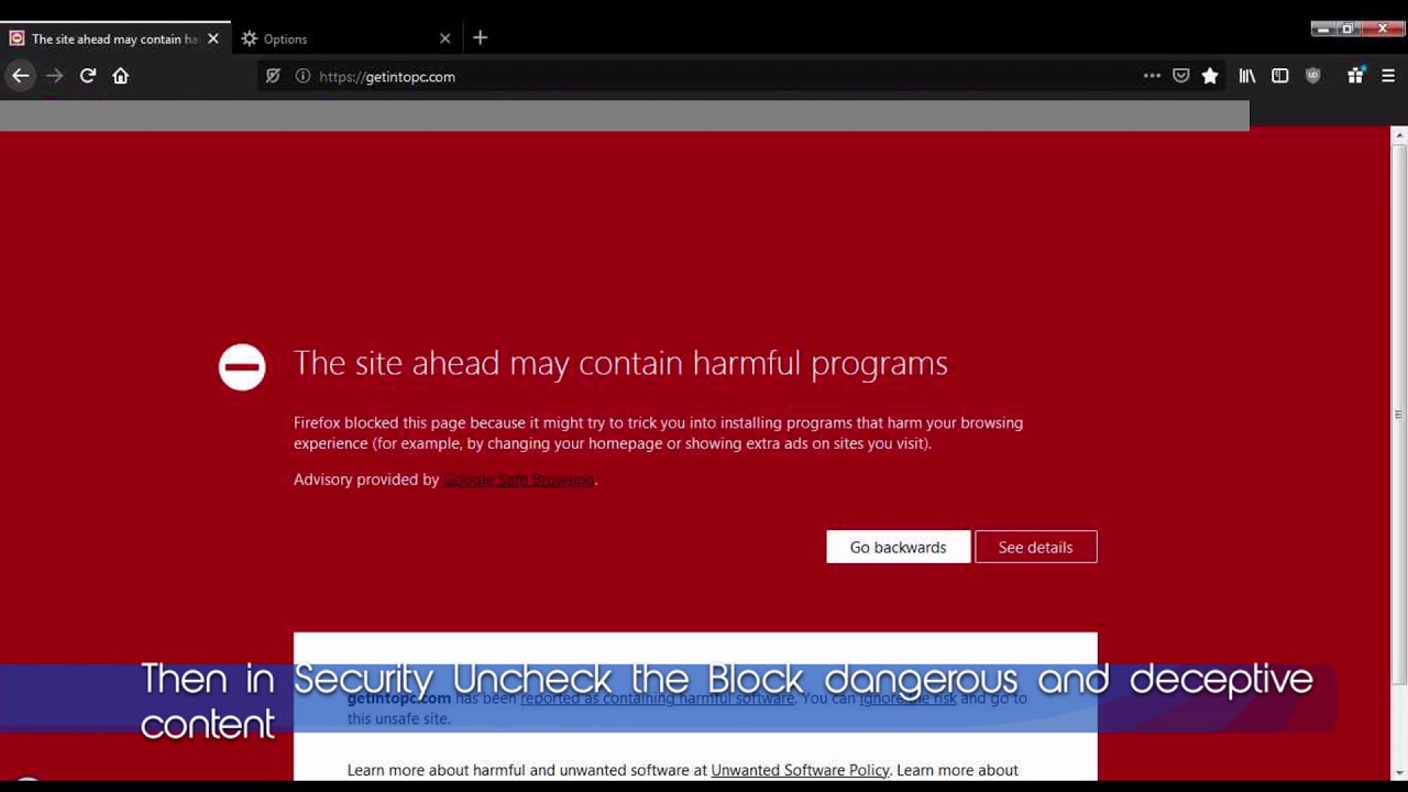 The site ahead may contain harmful programs FIX Mozilla Firefox 2020