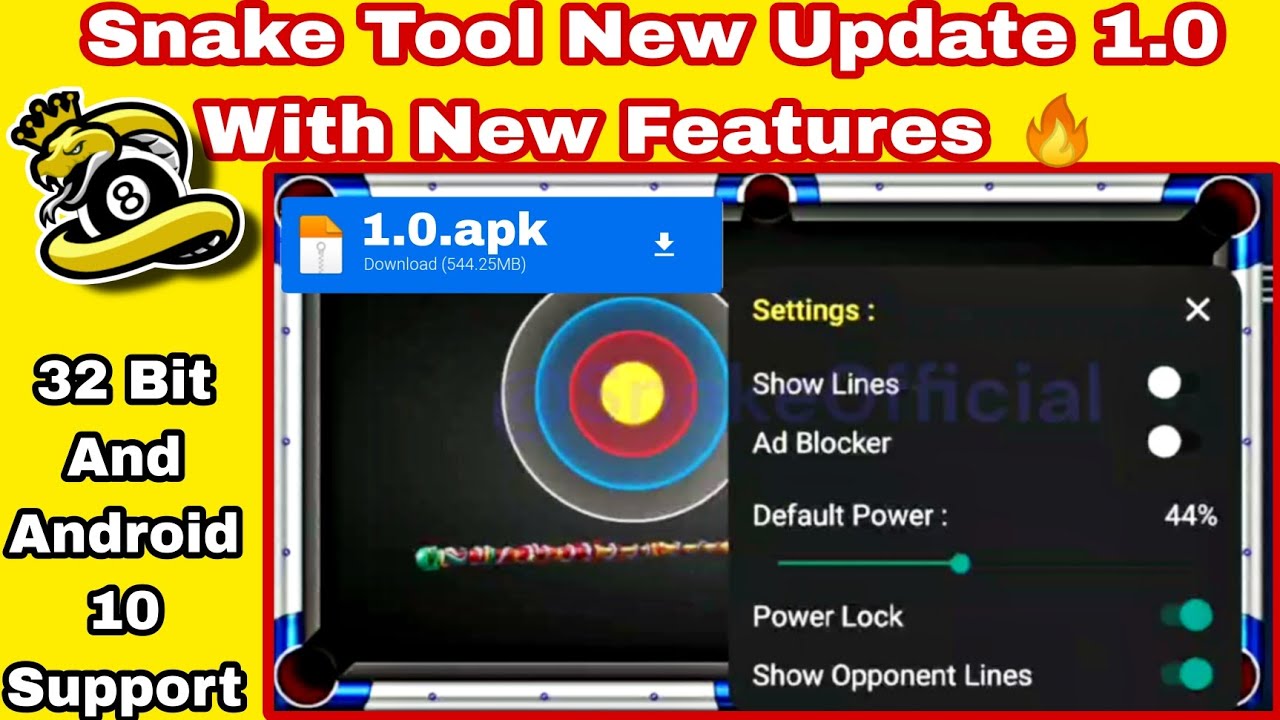 Snake Tool New Update 1.0.2 Free Download- Snake Tool New Features Free - 8  Ball Pool Snake Tool 
