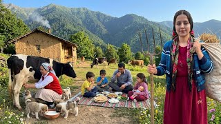 Real rural life in IRAN; cooking chicken and bread in the oven
