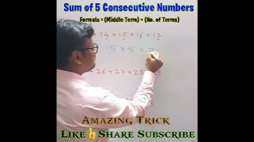 Wow !! Amazing Trick💥💥 Watch till end || SUM of 5 any consecutive natural numbers 💯 #shorts #maths