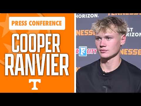 Tennessee football's Cooper Ranvier speaks to the media during Vols fall camp I GBO