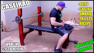 Como Fazer Aparelho Musculação ( SUPINO CASEIRO +15 EXERCICIOS)