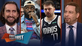 LeBron courtside at CelticsCavs, Thunder def Mavs & Luka, Kyrie struggle | NBA | FIRST THINGS FIRST