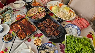 Korean BBQ and hot pot at home #slowliving #asmr