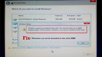 Fix "Windows cannot be installed to this disk. the selected disk has an MBR partition table Error"