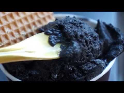 Black vanilla ice cream
