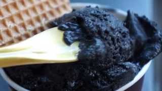 Black vanilla ice cream