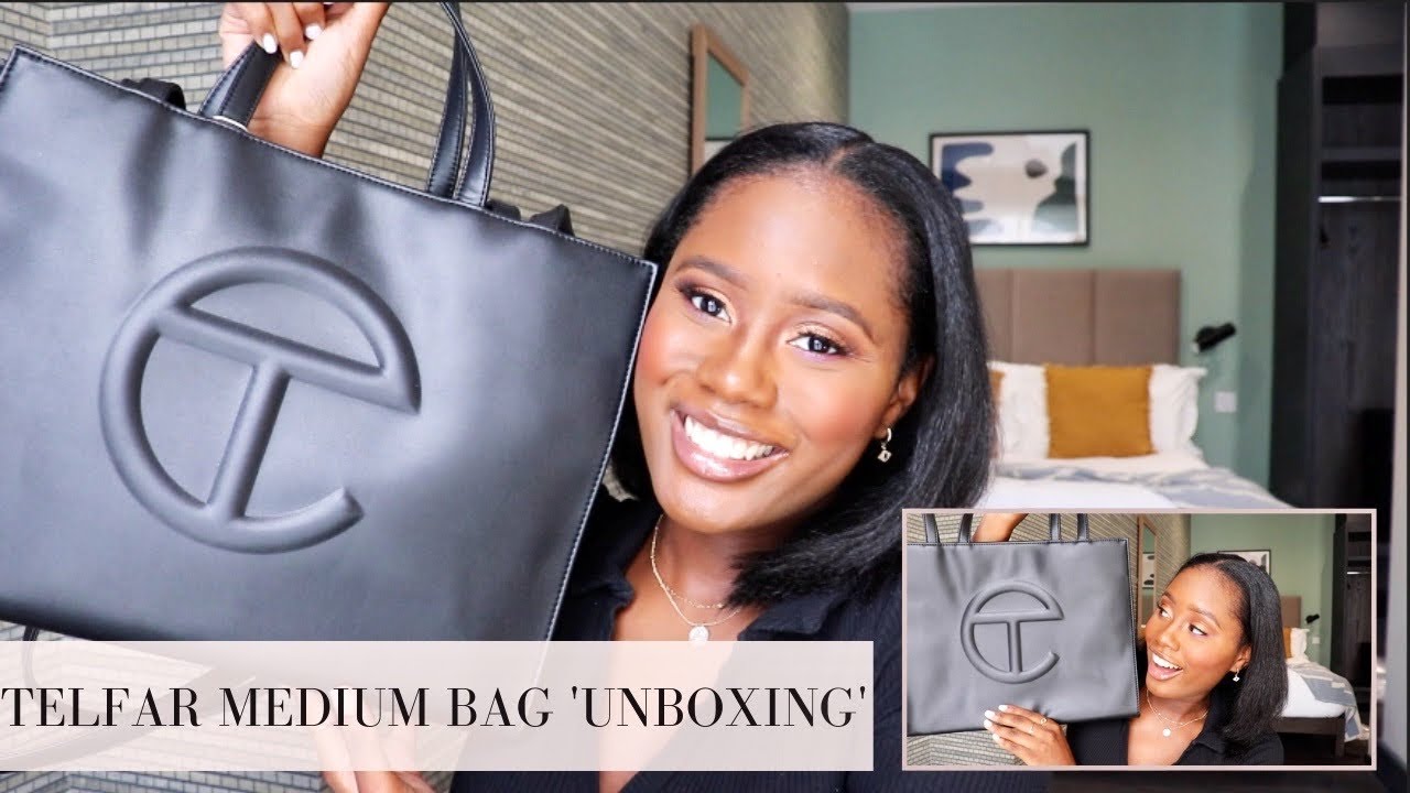 UNBOXING MY FIRST TELFAR BAG, BLACK | MEDIUM SHOPPING BAG #telfar # ...