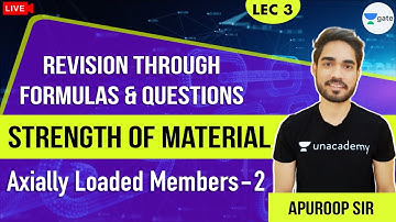 Axially Loaded Members -2 | L:3 | Strength of Materials | Revision for GATE 2021