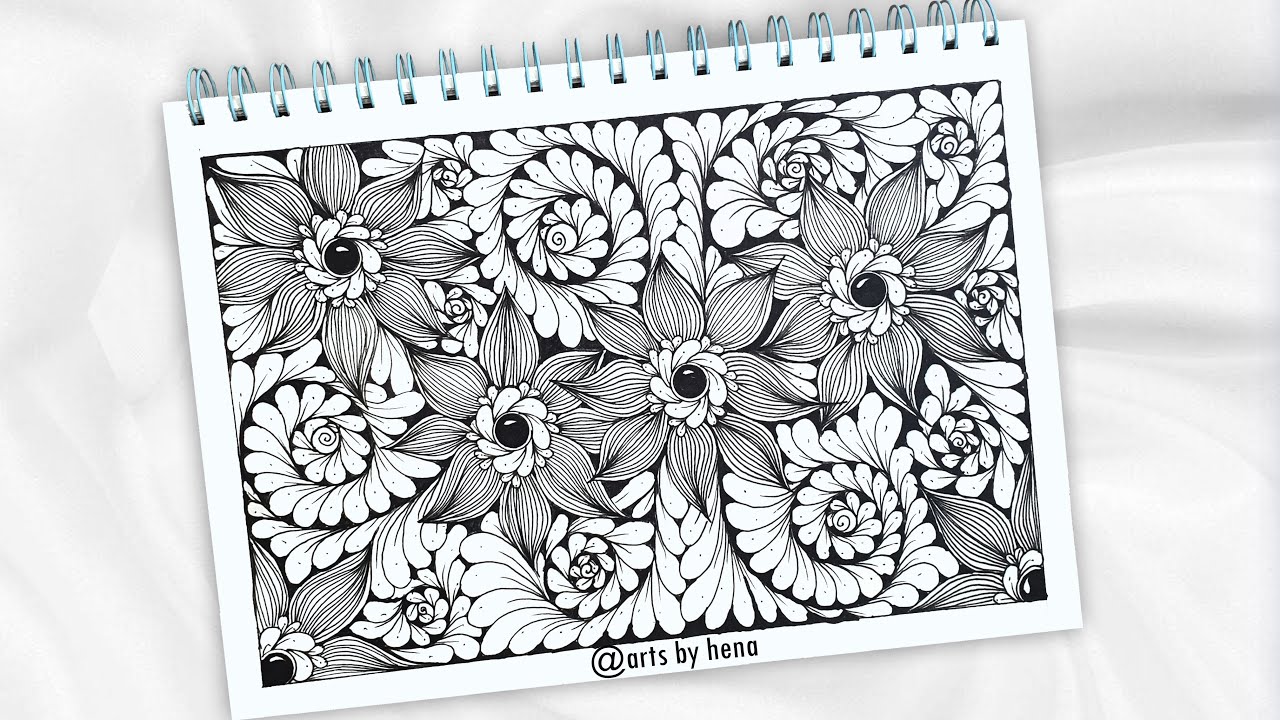 🌸Beautiful Flower Doodle Art🌸 | Zendoodle | Doodle Art | Step by step ...