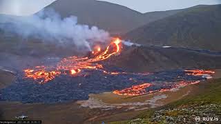 Time-Lapse from the Volcanic Eruption by Fagradadalsfjall ( in Geldingadalir) Iceland