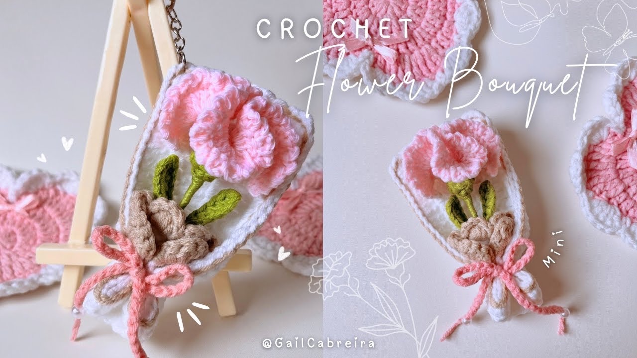 Crochet Carnation Flower Bouquet Keychain | Crochet Mini Bouquet | Carnation Flower Crochet